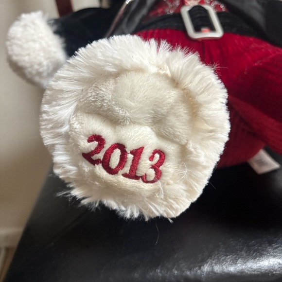 Festive White Teddy Bear in Black Jacket and Red Outfit 19 in - Picture 4 of 7